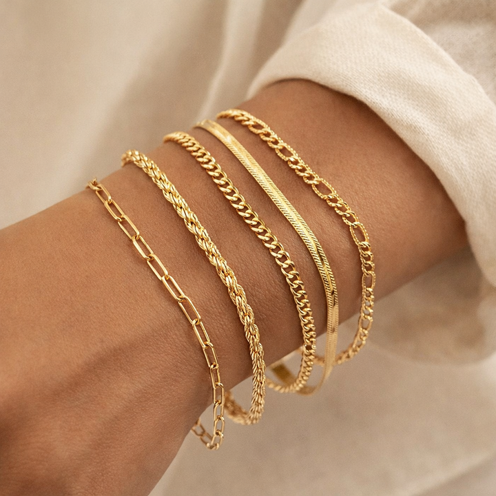 Ensemble de Bracelets en Or - 5 pièces