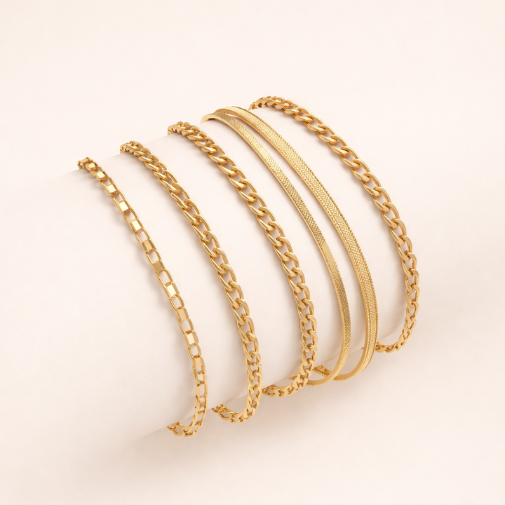 Ensemble de Bracelets en Or - 5 pièces