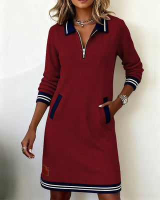 Noelia | Robe Casual à Manches Longues avec Fermeture Éclair