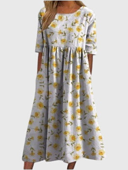 Robe Midi Fleurie | Coupe Ample Élégante et Confortable