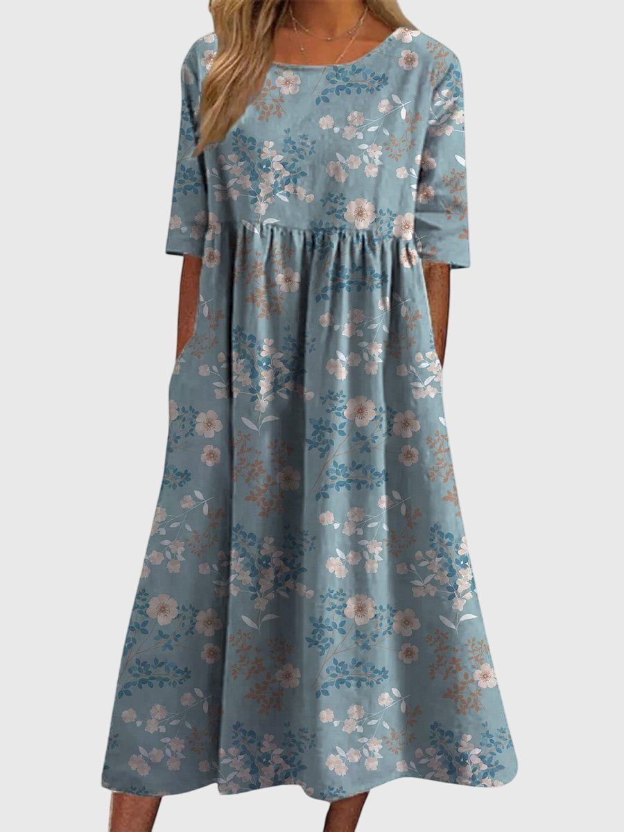 Robe Midi Fleurie | Coupe Ample Élégante et Confortable