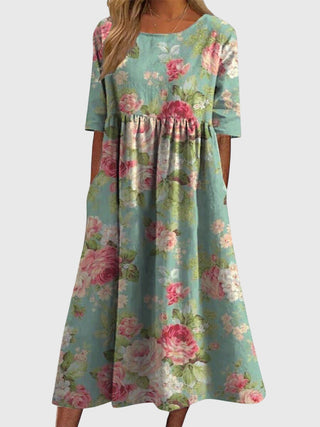 Robe Midi Fleurie | Coupe Ample Élégante et Confortable