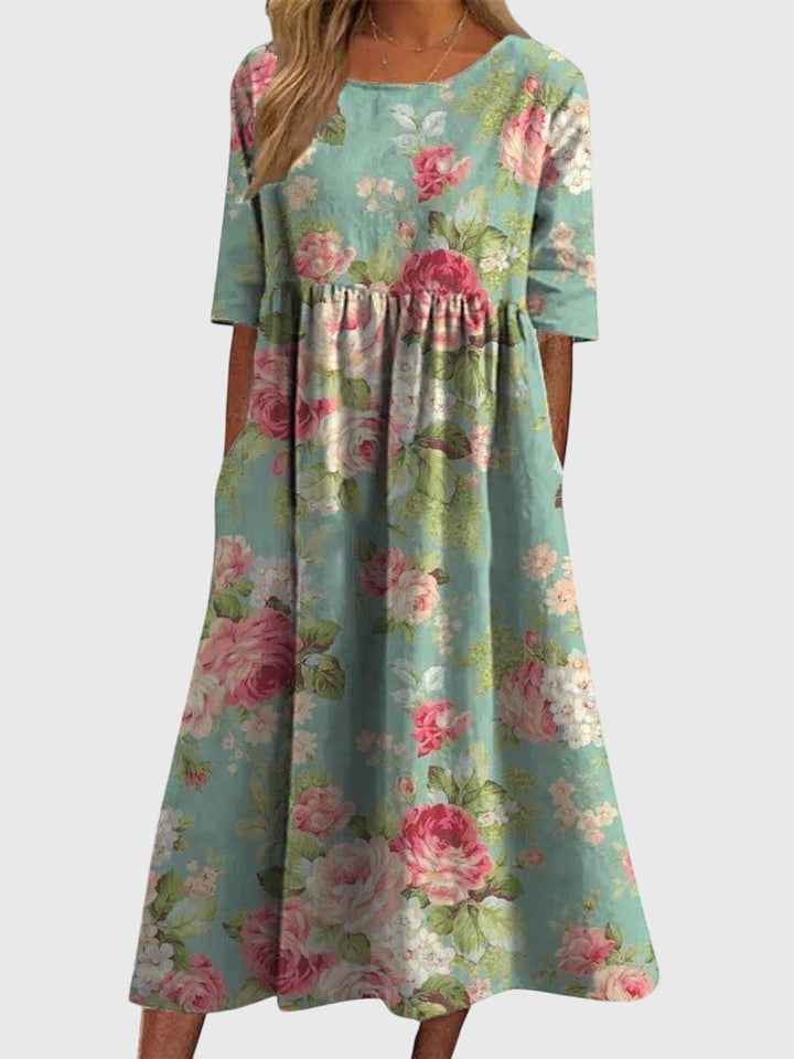 Robe Midi Fleurie | Coupe Ample Élégante et Confortable