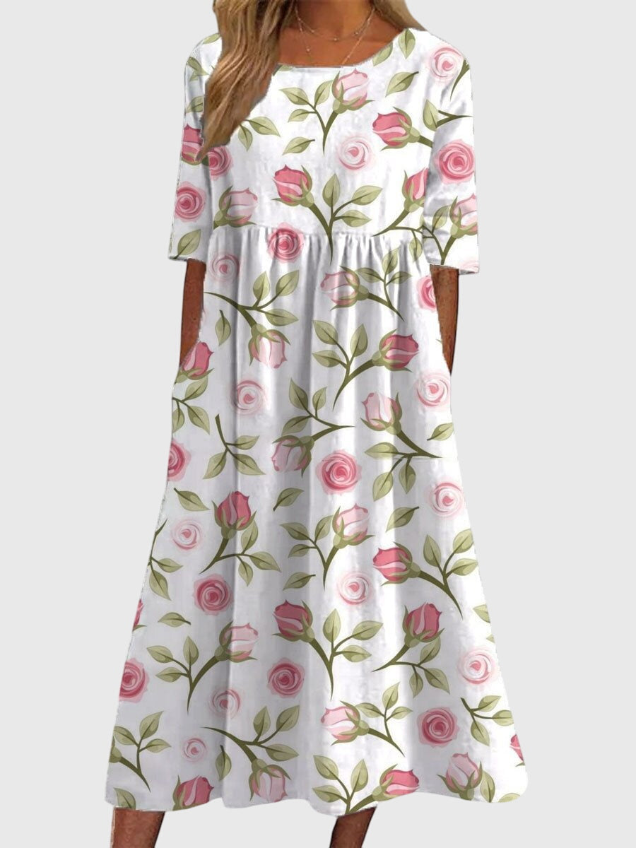 Robe Midi Fleurie | Coupe Ample Élégante et Confortable