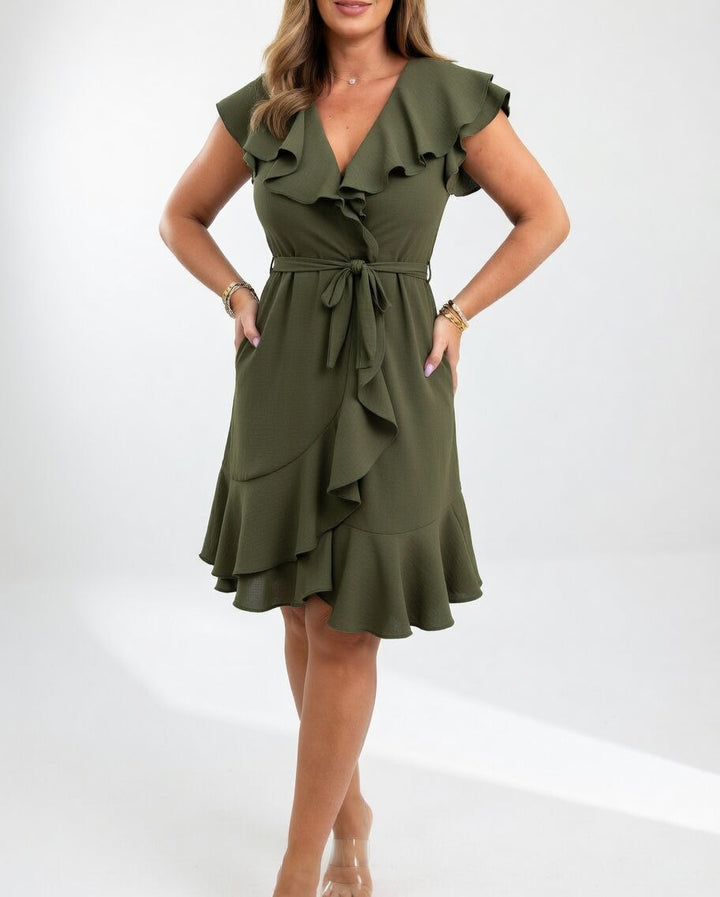 Célyane | Robe portefeuille noire fluide féminine