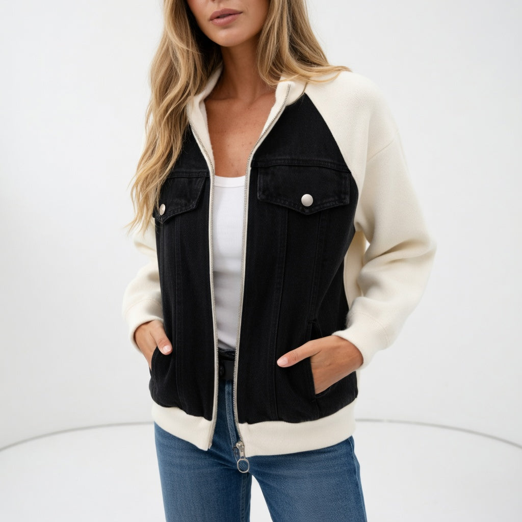 Coraline | Veste casual contrastée élégance moderne
