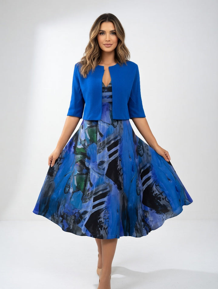 Maéliane | Robe midi imprimée élégante fluide