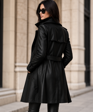 Charlotte | Veste longue pour femme en simili cuir