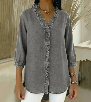 Clémence | Blouse fluide col V volanté