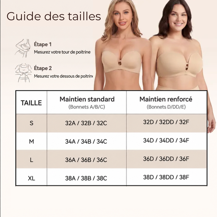 Soutien-gorge sans bretelles | fermeture sur le devant