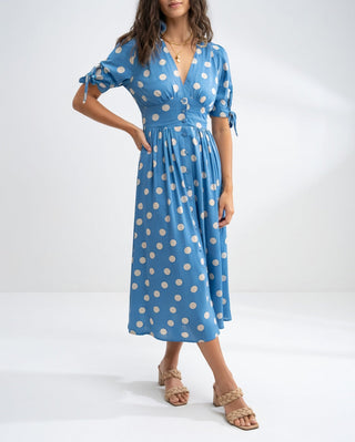 Clarisse | Robe midi à pois élégance naturelle