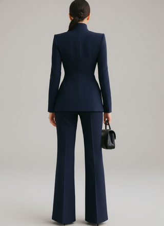 Dominique | Tailleur pantalon bleu nuit intemporel