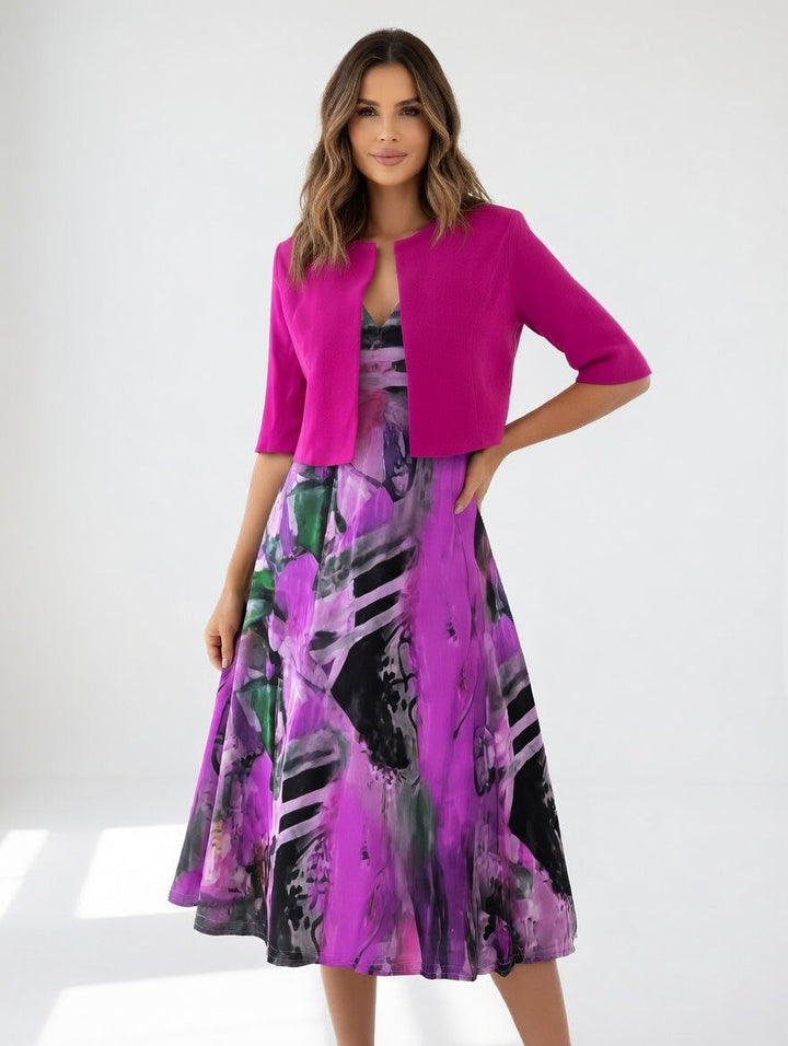 Maéliane | Robe midi imprimée élégante fluide