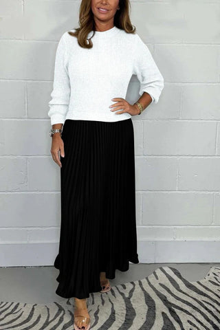Claudine | La Robe Pull Plissée Élégance et Confort