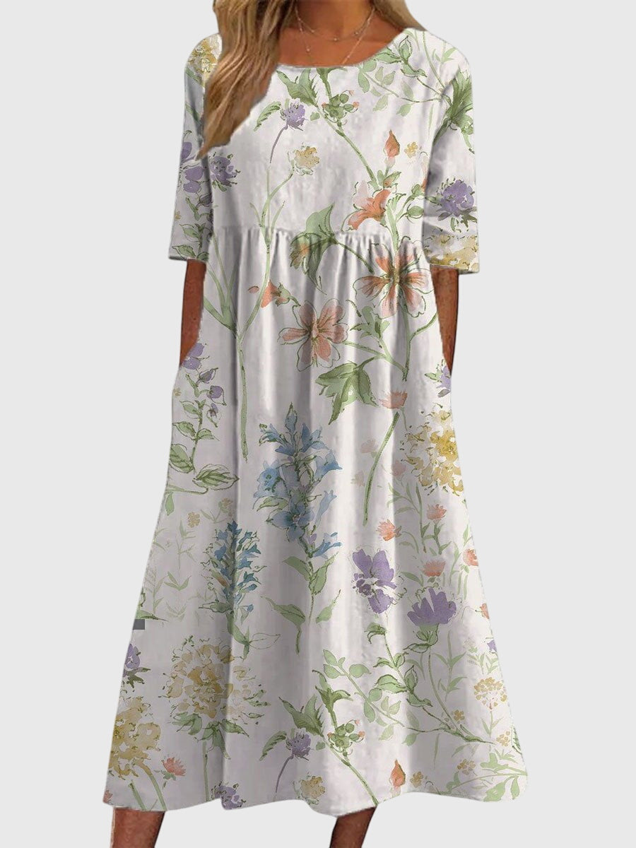 Robe Midi Fleurie | Coupe Ample Élégante et Confortable