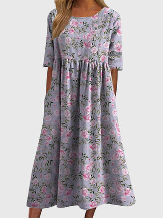 Robe Midi Fleurie | Coupe Ample Élégante et Confortable
