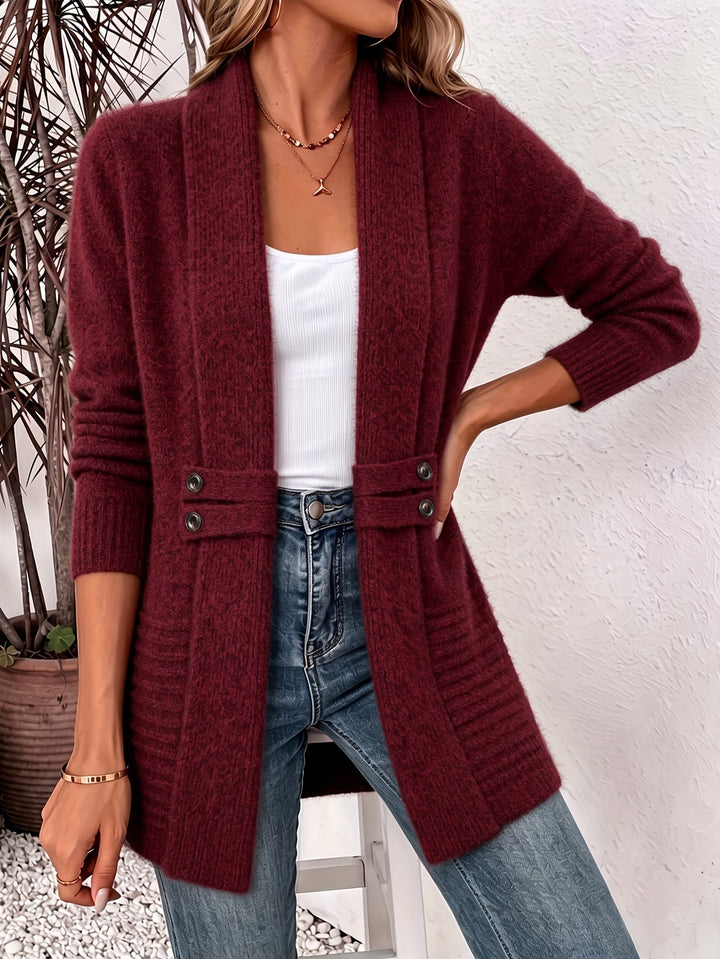 Xalviere | Élégant Cardigan Femme - Ouverture Frontale &amp; Taille Ajustée