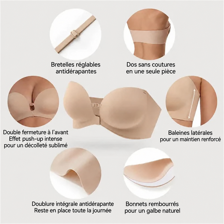 Soutien-gorge sans bretelles | fermeture sur le devant