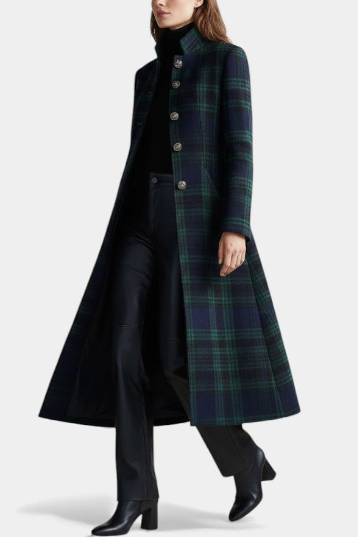Madeleine | Manteau mi-long carreaux élégant