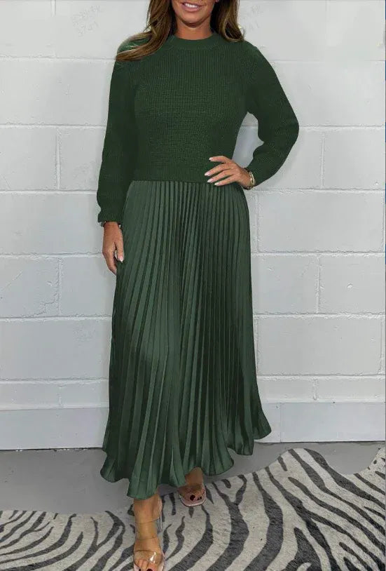 Claudine | La Robe Pull Plissée Élégance et Confort