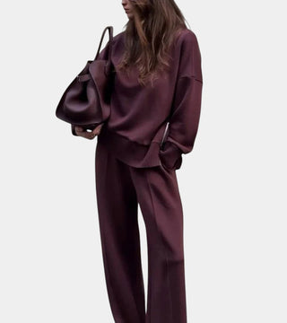 Élodie | Ensemble lounge doux deux-pièces : pull avec pantalon assorti