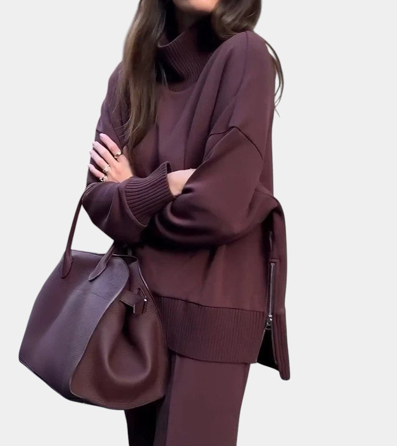 Élodie | Ensemble lounge doux deux-pièces : pull avec pantalon assorti